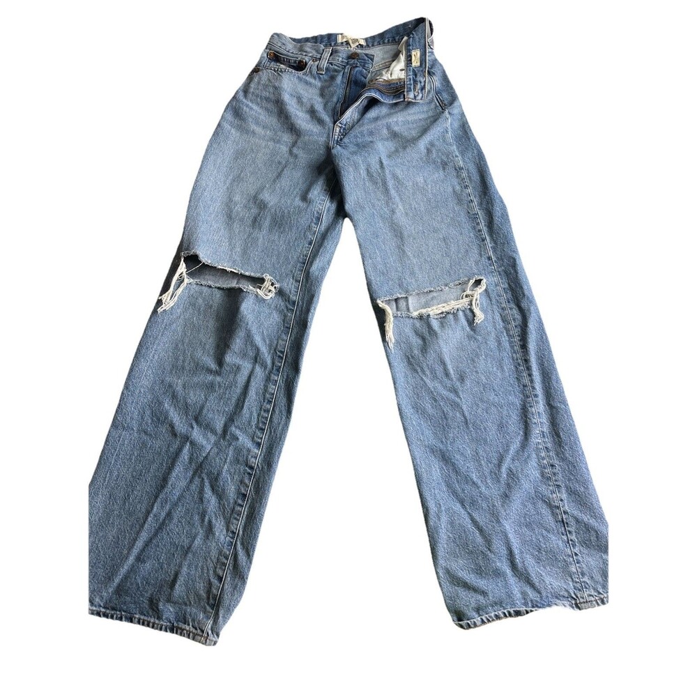 Madewell Women’s Sz 25x32 Superwide-Leg Jeans Destroyed Y2K Denim